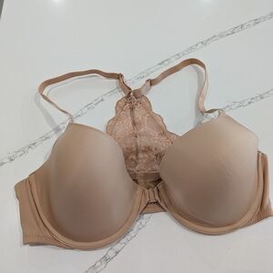 Wacoal Lace Impressions Racer Back Nude Sz 38C Romantic Coquette Front Closure